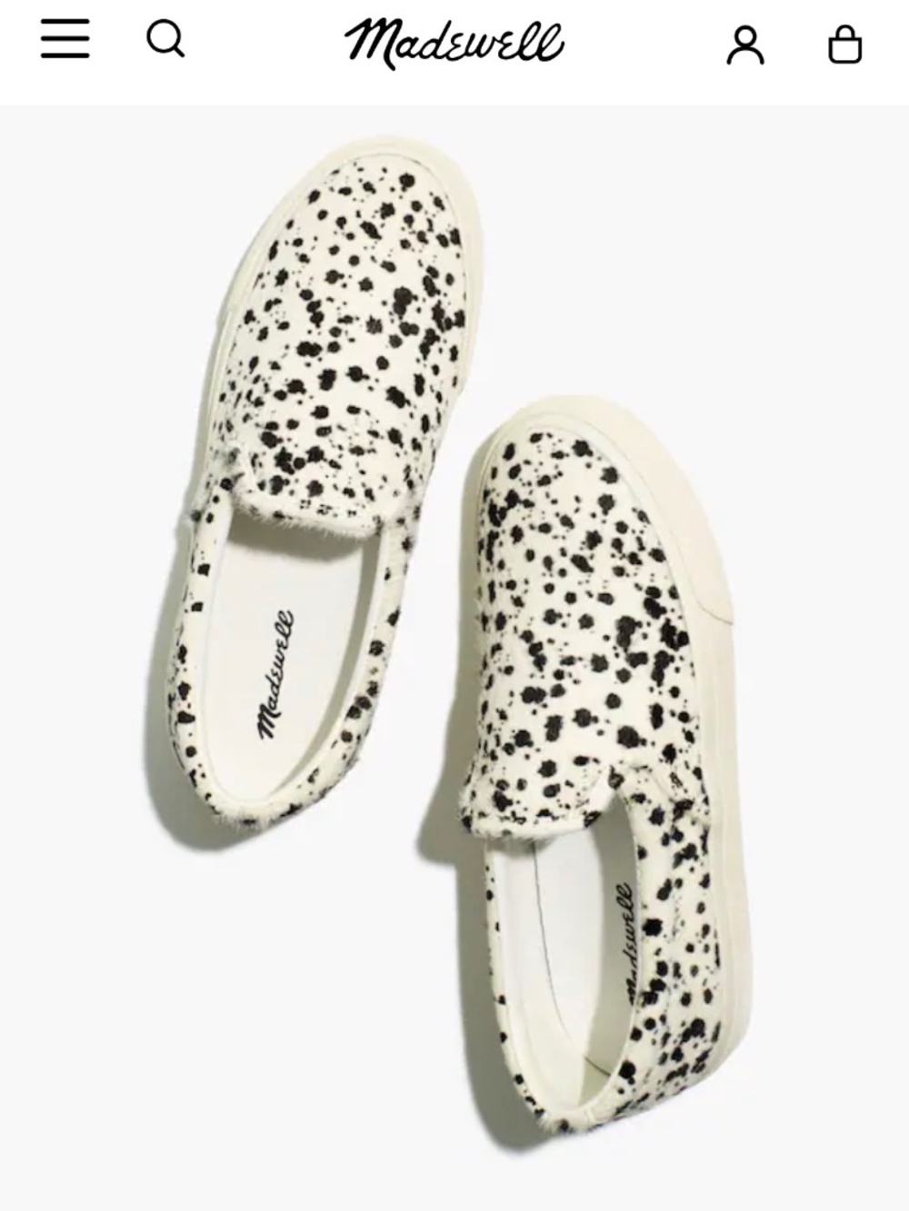 Madewell Sidewalk slip on splatter calf hair sneakers - size 6